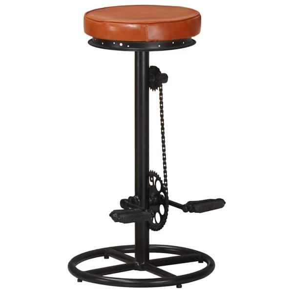 Barhocker 2 Stk. Schwarz und Braun Echtes Ziegenleder