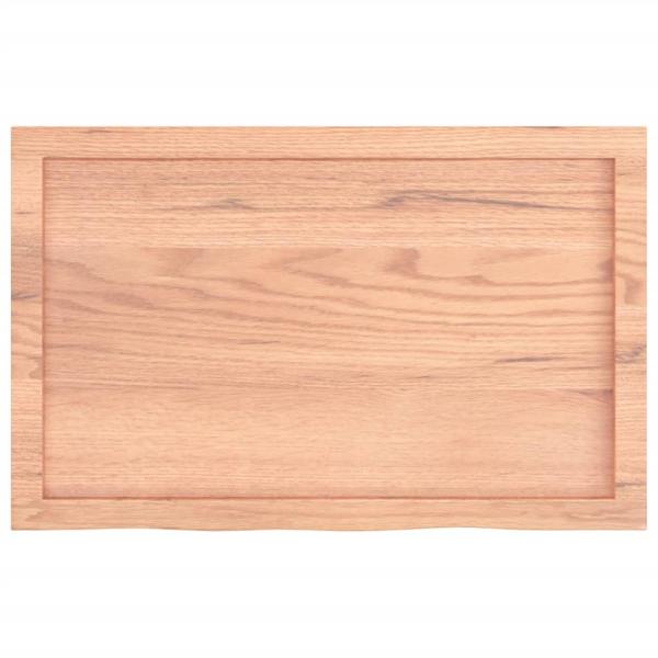 Tischplatte Hellbraun 80x50x(2-4) cm Massivholz Eiche Behandelt