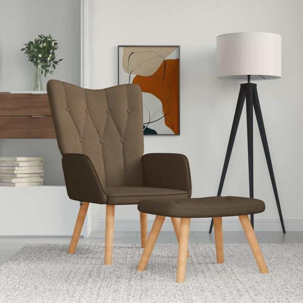 ARDEBO.de - Relaxsessel mit Hocker Braun Stoff