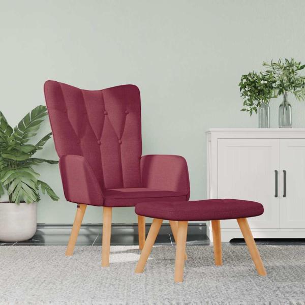ARDEBO.de - Relaxsessel mit Hocker Weinrot Stoff