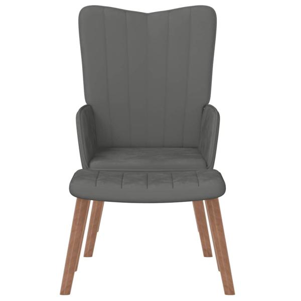 Relaxsessel mit Hocker Dunkelgrau Samt