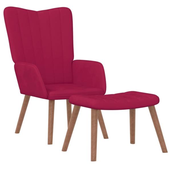 Relaxsessel mit Hocker Weinrot Samt