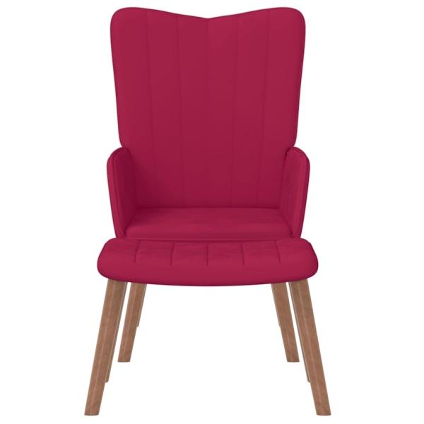 Relaxsessel mit Hocker Weinrot Samt