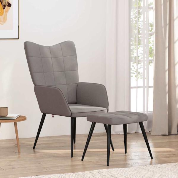 ARDEBO.de - Relaxsessel mit Hocker Taupe Stoff