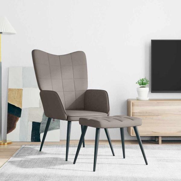 Relaxsessel mit Hocker Taupe Stoff