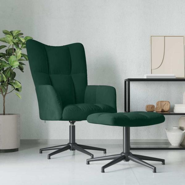 ARDEBO.de - Relaxsessel mit Hocker Dunkelgrün Samt