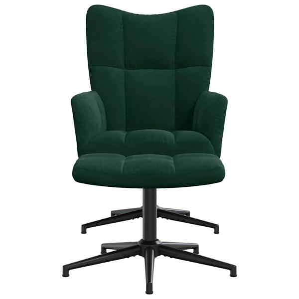 Relaxsessel mit Hocker Dunkelgrün Samt