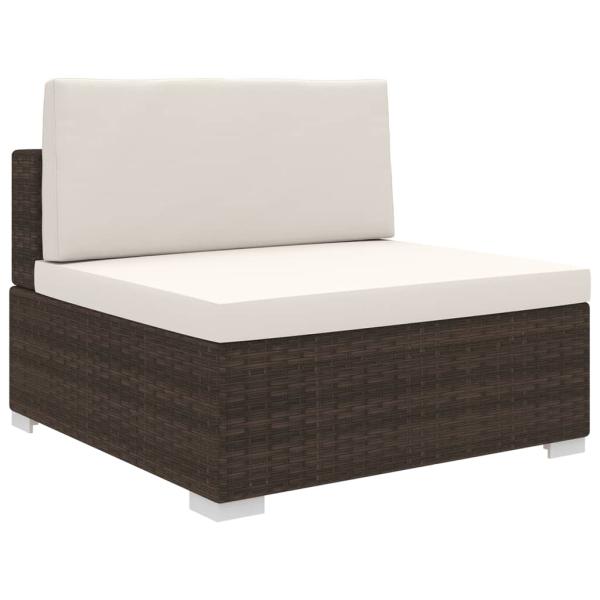 ARDEBO.de - Mittelsofa mit Kissen Modular Poly Rattan Braun