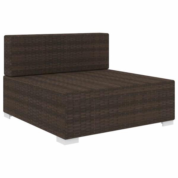 Mittelsofa mit Kissen Modular Poly Rattan Braun