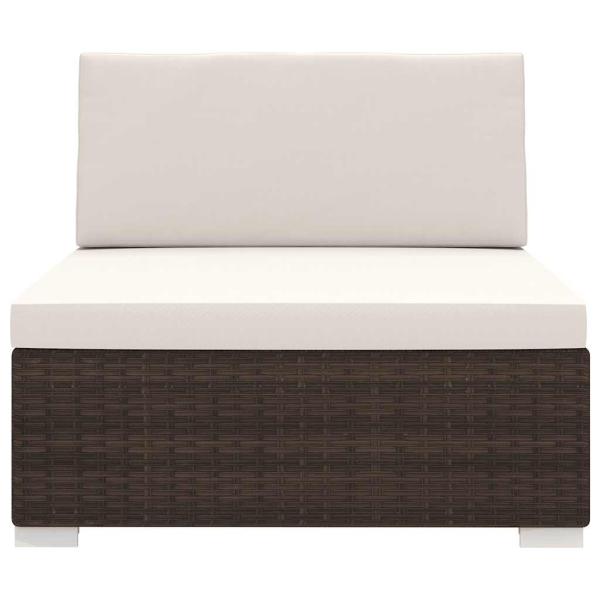 Mittelsofa mit Kissen Modular Poly Rattan Braun