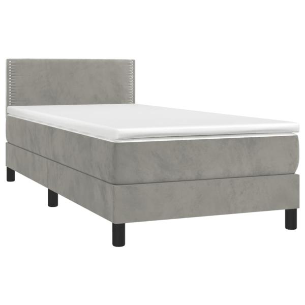 Boxspringbett mit Matratze Hellgrau 80x200 cm Samt