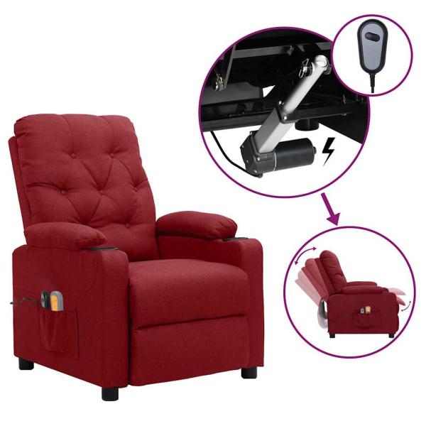ARDEBO.de - Massagesessel Elektrisch Weinrot Stoff