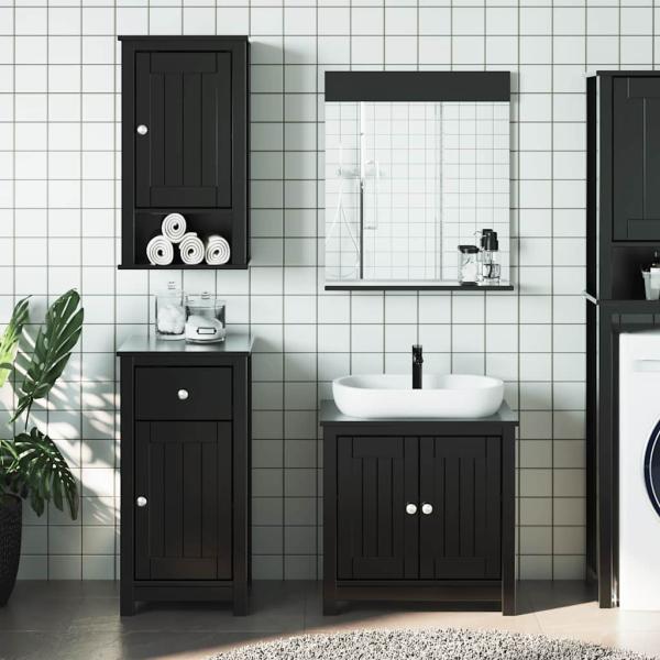 ARDEBO.de - 3-tlg. Badmöbel-Set BERG Schwarz Massivholz Kiefer