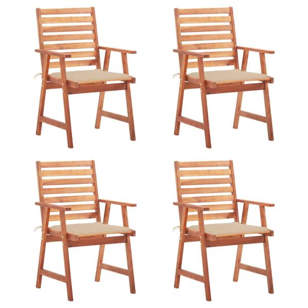 ARDEBO.de - Garten-Essstühle 4 Stk. mit Kissen Massivholz Akazie