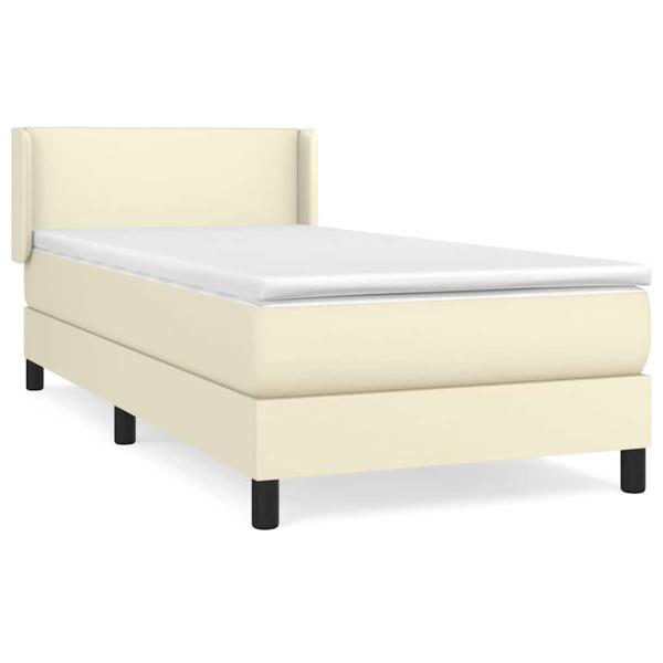 Boxspringbett mit Matratze Creme 80x200 cm Kunstleder