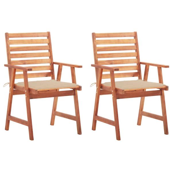 ARDEBO.de - Garten-Essstühle 2 Stk. mit Kissen Massivholz Akazie
