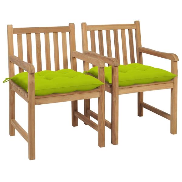 ARDEBO.de - Gartenst?hle 2 Stk. mit Hellgr?nen Kissen Massivholz Teak