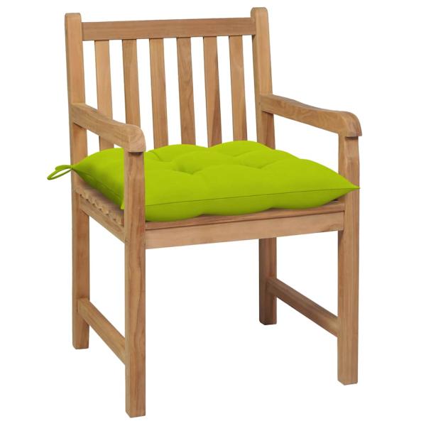 Gartenst?hle 2 Stk. mit Hellgr?nen Kissen Massivholz Teak