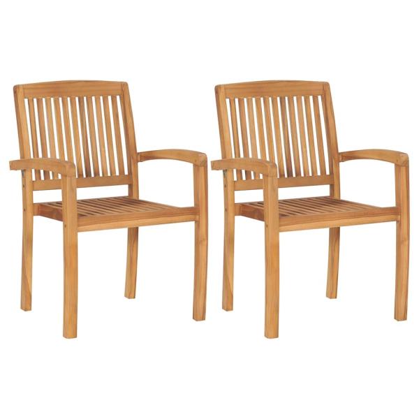 Gartenstühle 2 Stk. mit Weinroten Kissen Massivholz Teak
