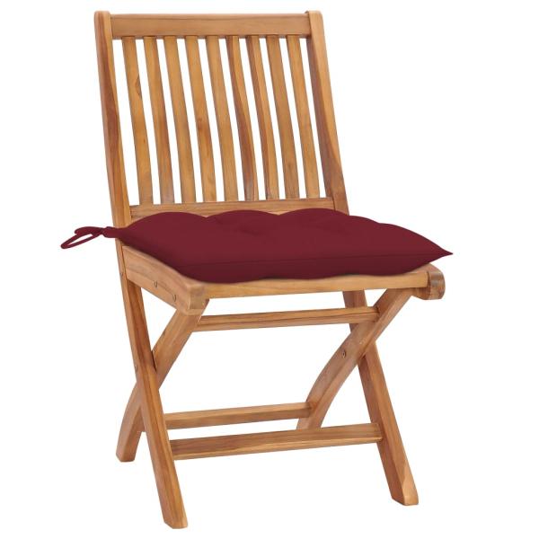 Klappstühle mit Kissen, 4-teilig, Massivholz Teakholz