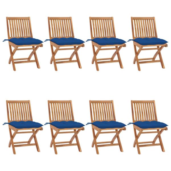 ARDEBO.de - Klappstühle mit Kissen, 8-teilig, Massivholz Teakholz