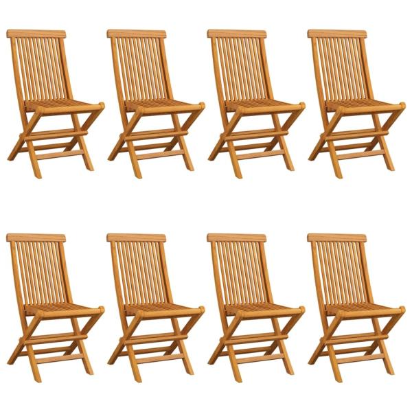 Klappstühle mit weinroten Kissen, 8-teilig, Massivholz Teakholz