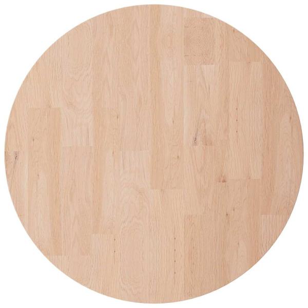 Runde Tischplatte Ø40x4 cm Unbehandeltes Massivholz Eiche