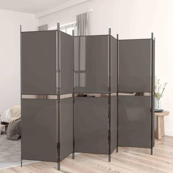 ARDEBO.de - 6-tlg. Paravent Anthrazit 300x220 cm Stoff