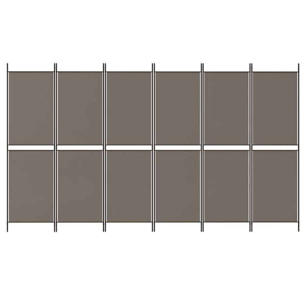 6-tlg. Paravent Anthrazit 300x220 cm Stoff