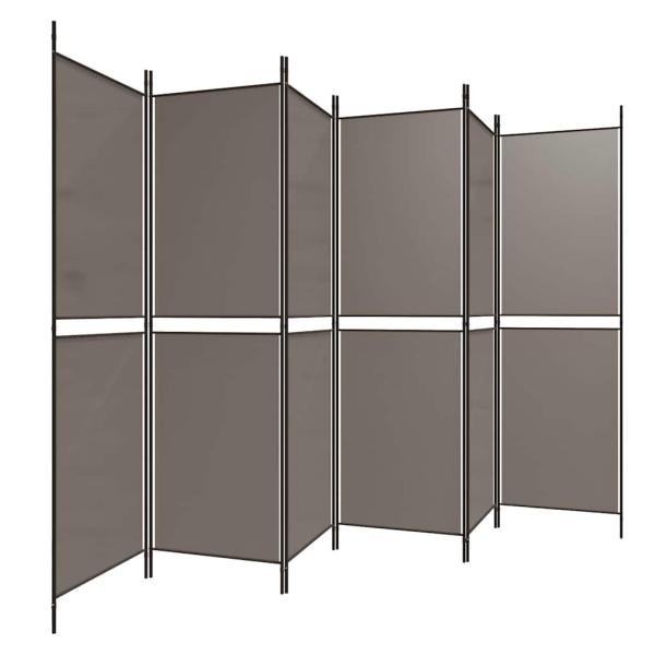 6-tlg. Paravent Anthrazit 300x220 cm Stoff