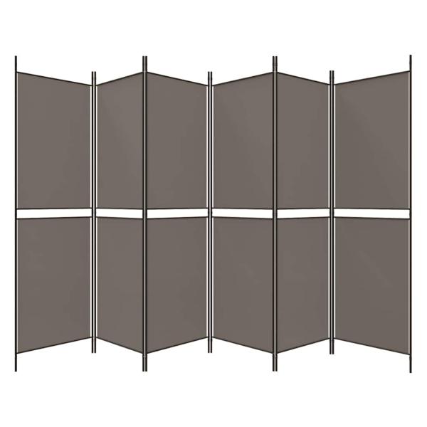 6-tlg. Paravent Anthrazit 300x220 cm Stoff