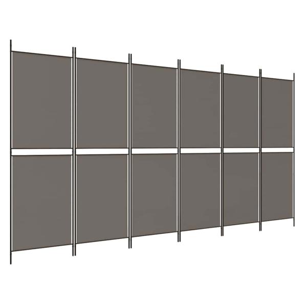 6-tlg. Paravent Anthrazit 300x200 cm Stoff