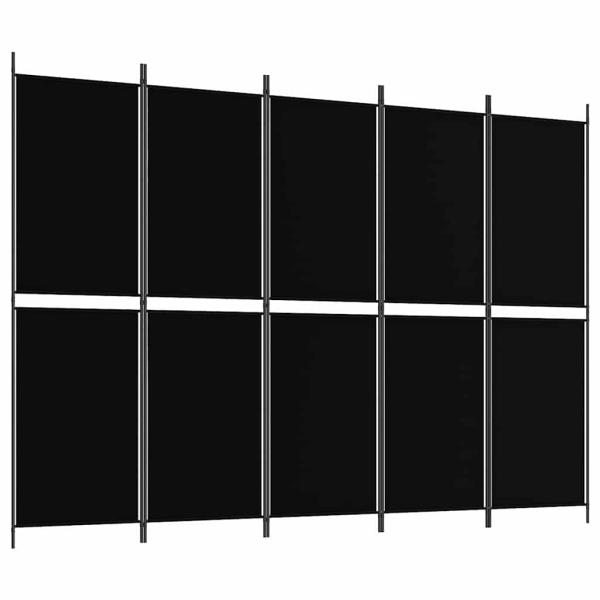 5-tlg. Paravent Schwarz 250x180 cm Stoff