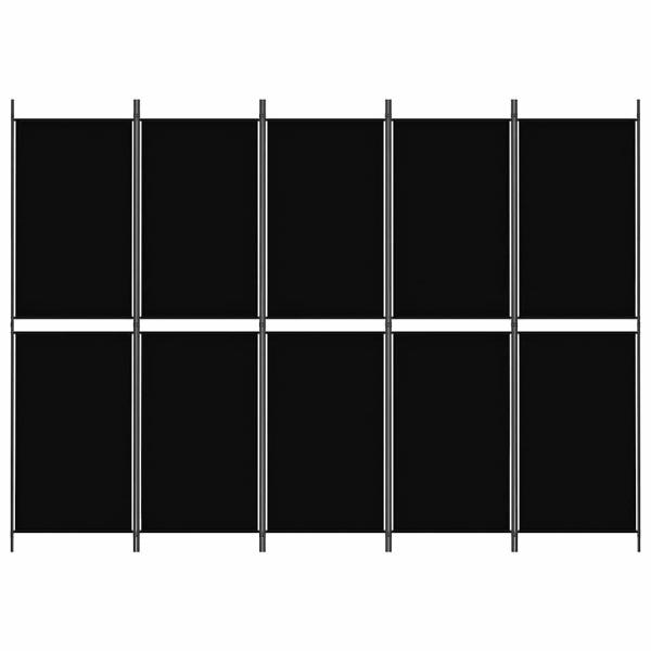 5-tlg. Paravent Schwarz 250x180 cm Stoff