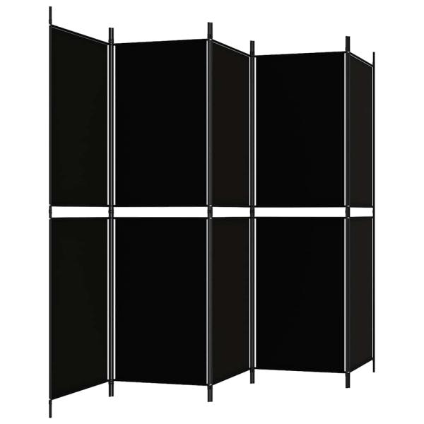 5-tlg. Paravent Schwarz 250x180 cm Stoff