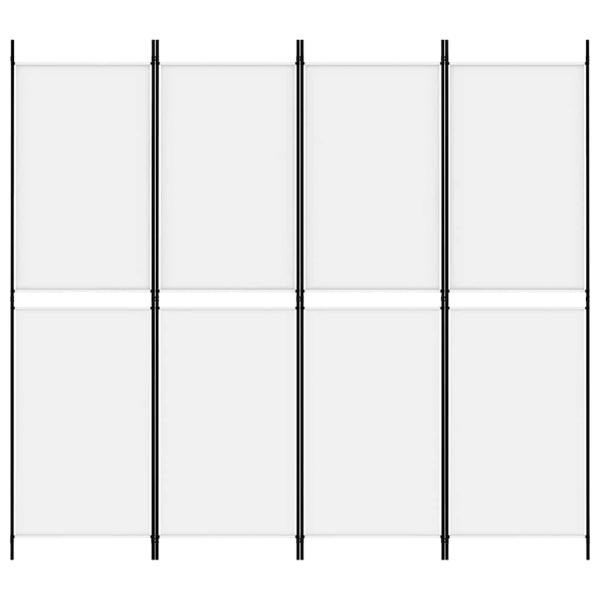 4-tlg. Paravent Weiß 200x180 cm Stoff