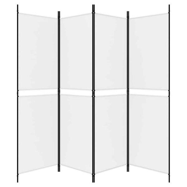 4-tlg. Paravent Weiß 200x180 cm Stoff