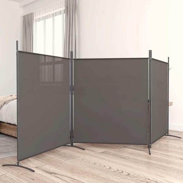 ARDEBO.de - 3-tlg. Paravent Anthrazit 525x180 cm Stoff