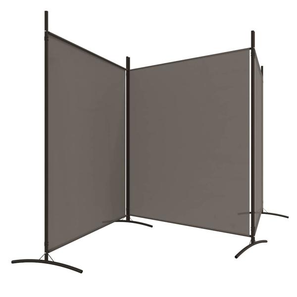 3-tlg. Paravent Anthrazit 525x180 cm Stoff