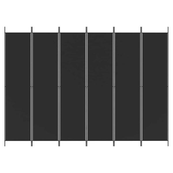 6-tlg. Paravent Schwarz 300x220 cm Stoff
