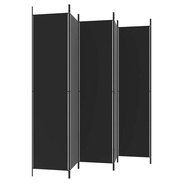 6-tlg. Paravent Schwarz 300x220 cm Stoff
