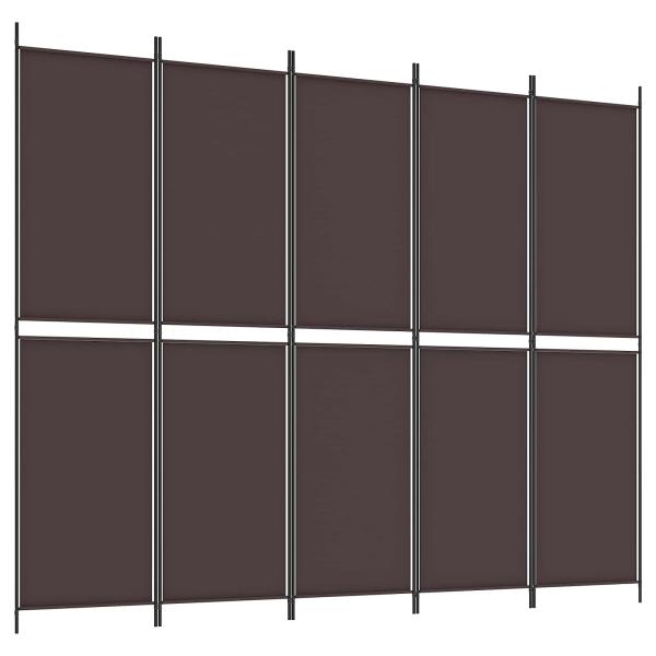 5-tlg. Paravent Braun 250x200 cm Stoff