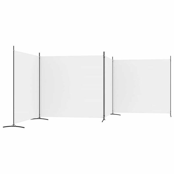 4-tlg. Paravent Weiß 698x180 cm Stoff