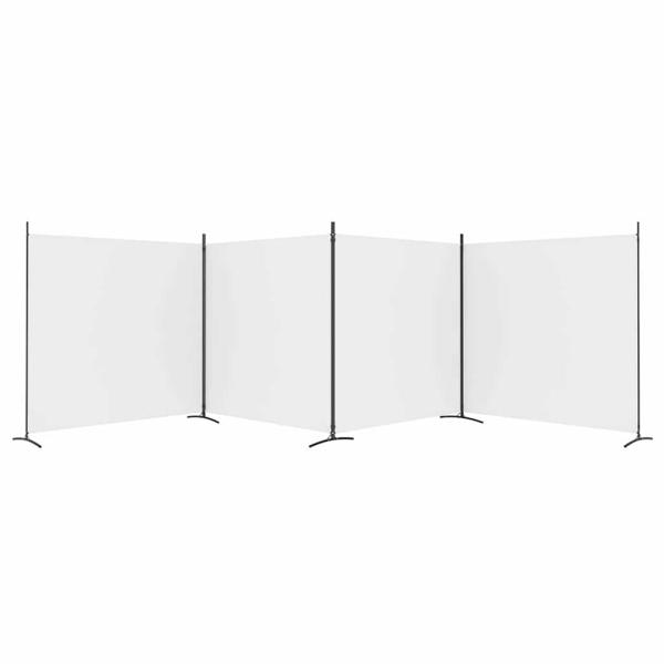 4-tlg. Paravent Weiß 698x180 cm Stoff