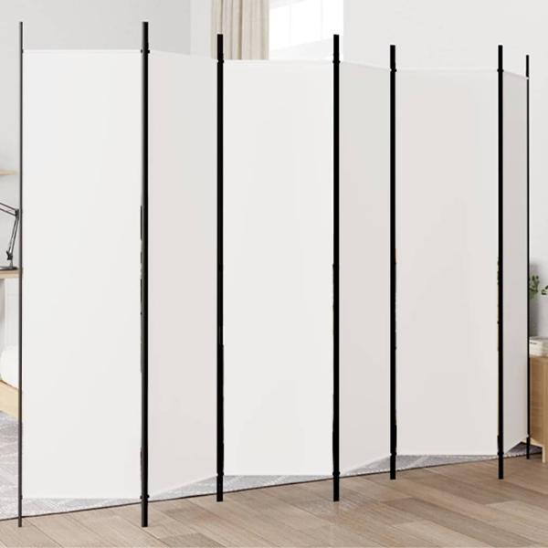 ARDEBO.de - 6-tlg. Paravent Weiß 300x200 cm Stoff