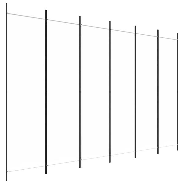 6-tlg. Paravent Weiß 300x200 cm Stoff