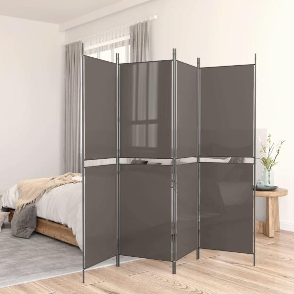 ARDEBO.de - 4-tlg. Paravent Anthrazit 200x180 cm Stoff