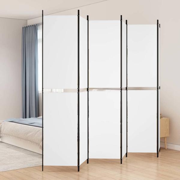 ARDEBO.de - 6-tlg. Paravent Weiß 300x220 cm Stoff
