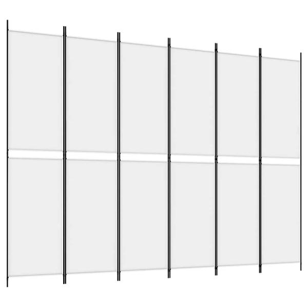6-tlg. Paravent Weiß 300x220 cm Stoff