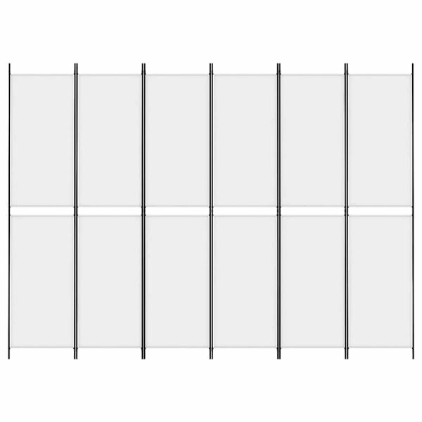 6-tlg. Paravent Weiß 300x220 cm Stoff